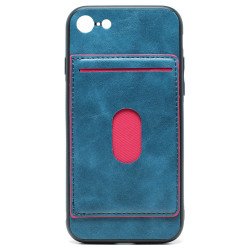 iPhone 8 Plus / 7 Plus Leather Style Kickstand Card Case with Magnetic Hold (Blue)